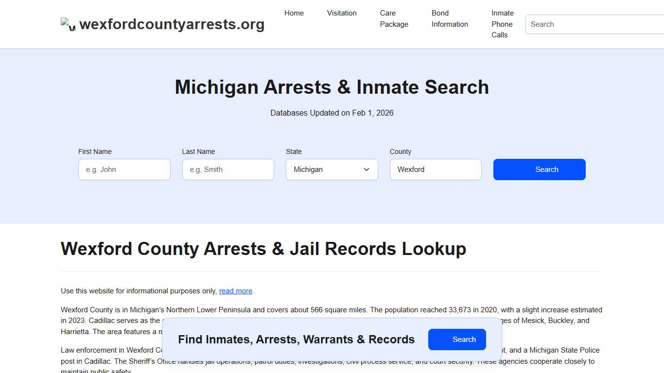Wexford County, MI Arrests, Warrants, Police Records Search